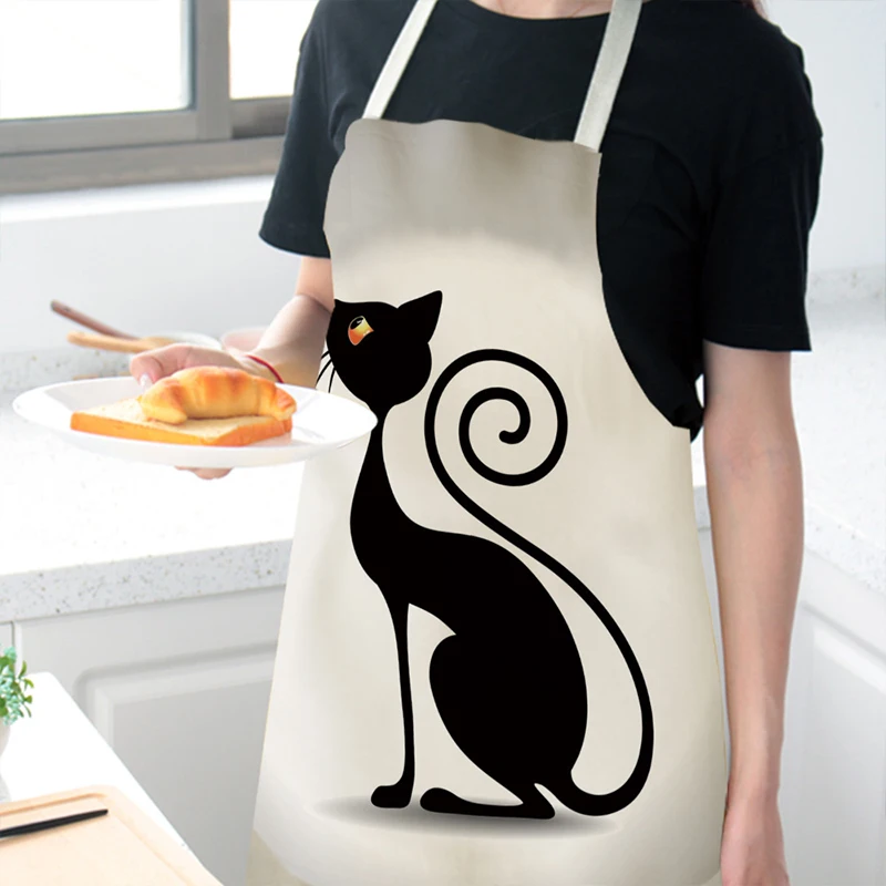 Waterproof Polyester Apron Cartoon Cute Household Cooking Tools Cleaning Aprons for Men and Women 68 X 55CM Kitchen Accessories