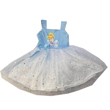 

hot sale cartoon character princess sparkle dresses high quality summer frock