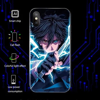 

Glowing LED Call Flash Light Up Glass Case For iphone 11 PRO X XS MAX 6 7 8 Plus Voice Activated Case Tide Naruto Sasuke Cartoon