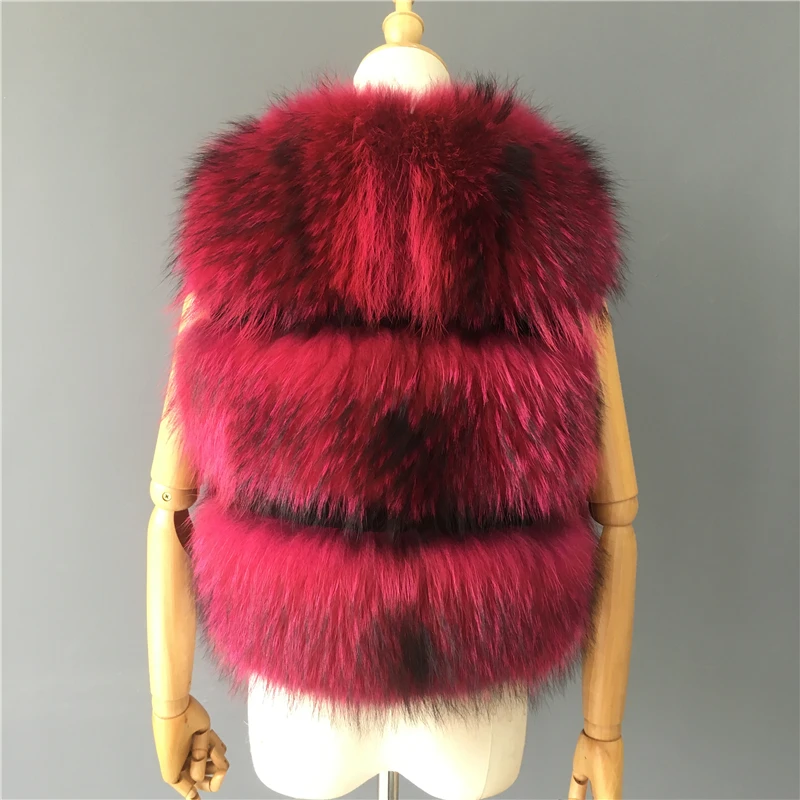 Women Real Raccoon Fur Vest Winter Thick Warm Hot Fashion Natural Fur Gilet Ladies Fur Waistcoat