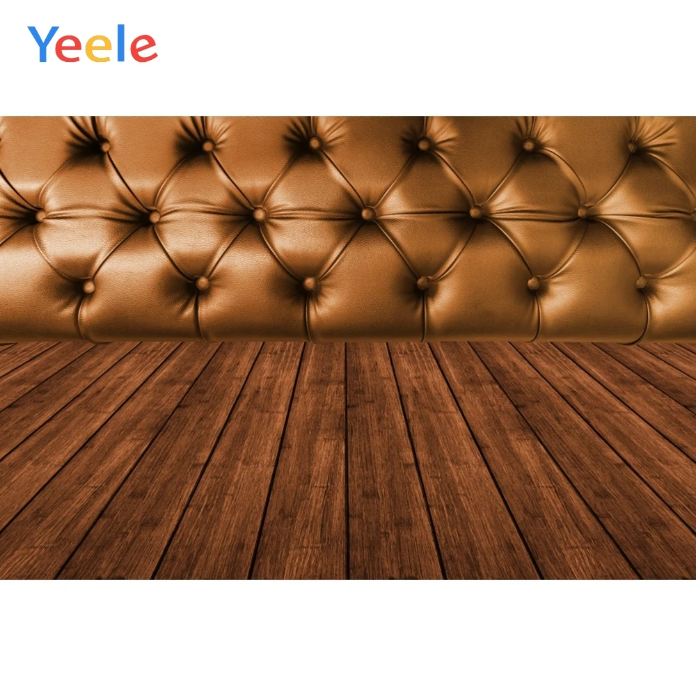 

Brown Leather Bed Headboard Wooden Planks Baby Kid Portrait Photo Backgrounds Customized Photographic Backdrops For Photo Studio