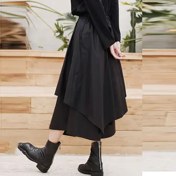 

Loose High Waist Irregular Plus Size Pants Women Clothes 2020 Spring New Loose Elastic Waist Match All Wide Leg Pants XJ4367