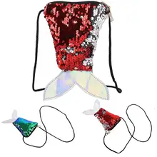 Детский мини-кошелек в форме хвоста русалки с блестками для девочек, повседневный кошелек для карт, красный, зеленый, в стиле пэчворк, на молнии