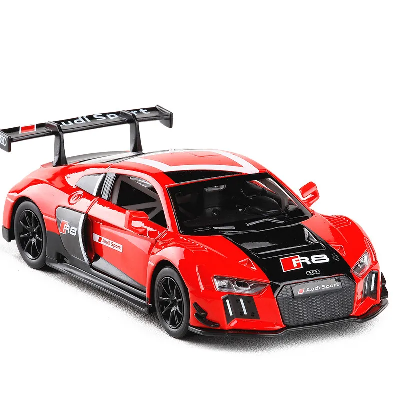 Simulation 1:32 R8 LMS super sports car zinc alloy model children's sound and light pull back toy free shipping | Игрушки и хобби