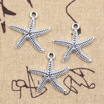 

8pcs Charms starfish sea star 24x25mm Antique Silver Color Pendants Making DIY Handmade Tibetan Finding Jewelry
