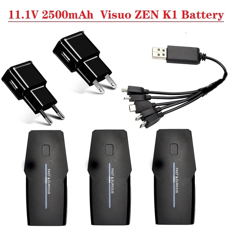 Оригинальный комплект зарядного устройства K1 11 1 В 2500 мАч для Visuo ZEN аккумулятор GPS