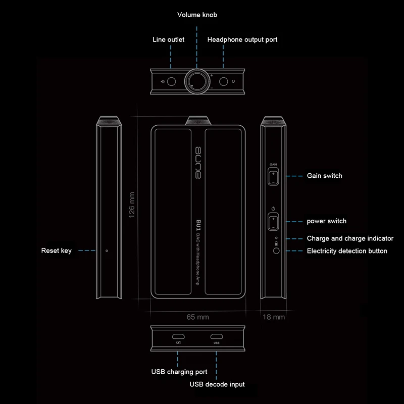 AUNE BU1 Fully Discrete Portable DAC Headphone Amplifier USB decoding 32Bit 768k DSD phone hifi player Active audio speaker amp