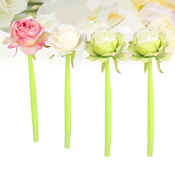 

4PCS 0.5mm Rose Shaped Gel Pens Lovely Rollerball Pens Creative Romantic Writing Pens for Home Office School (Black Ink, Random