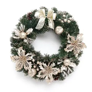 

40cm Door Hanging Christmas Wreath Garland Glitter Flower Fruit Ball Cone Xmas Ornaments Window Door