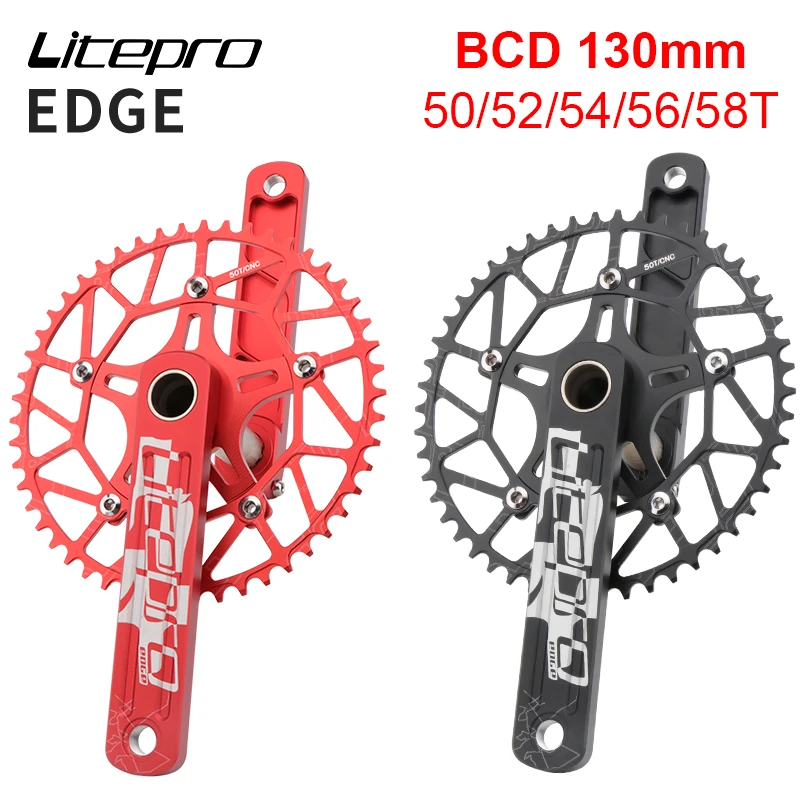 Litepro Folding Road Bike Crankset Hollow BCD130mm Chain Ring 170mm Crank 50-58T