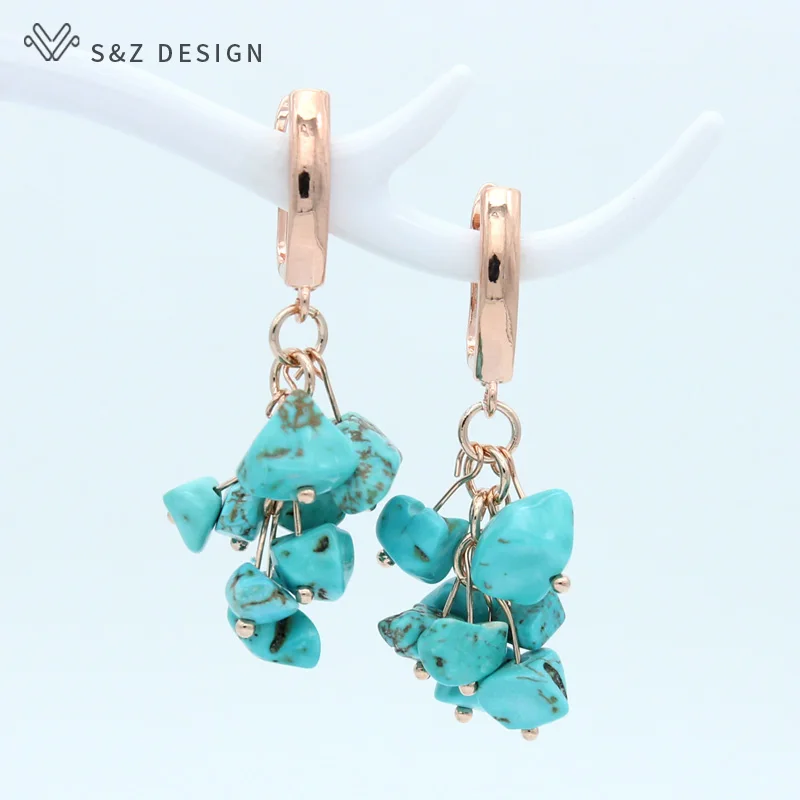 S&Z Korean Fashion Handmade Cluster Irregular Natural Amethysts Garnet Dangle Earrings For Women Fashion Jewelry Fine Eardrop