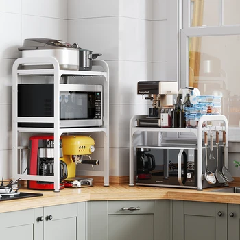 

Kitchen Shelf Household Oven Double Desktop Table Top Retractable Microwave Shelf Electric Rice Cooker Storage Products