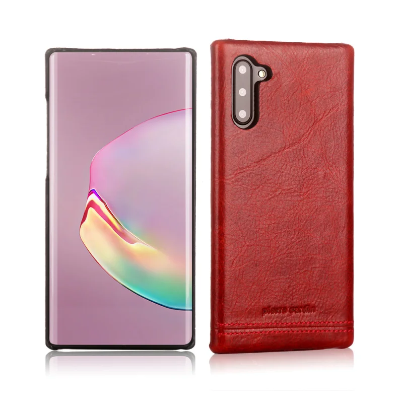 Чехол из натуральной кожи для samsung Galaxy Note 10/Plus, Роскошный Жесткий чехол для samsung Note10 Plus - Цвет: Красный
