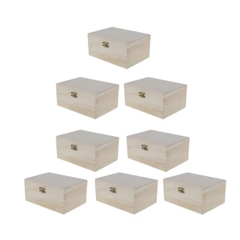 

8 Pieces/Lot Unpainted Wooden Case Storage Box DIY Kids Toys Tinkets Holder
