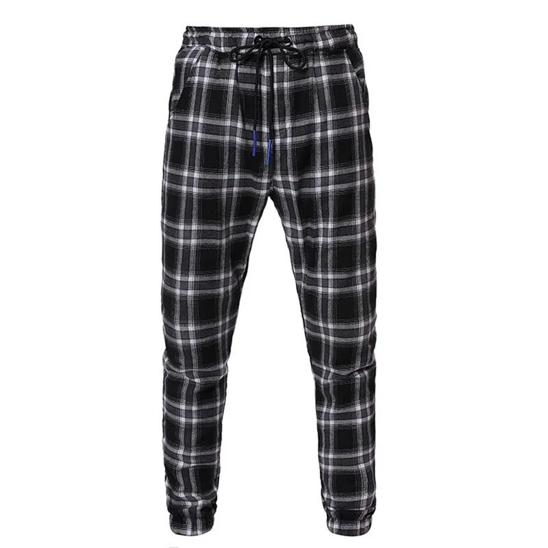 Autumn Men's Striped Plaid Pants Fashion Drawstring Sports Trousers Men Casual Pants Sweatpants Joggers Streetwear Pants