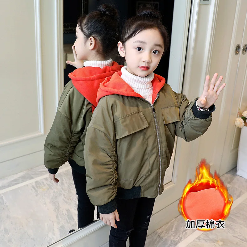 Детская куртка осенне-зимняя детская утепленная хлопковая куртка с капюшоном верхняя одежда для подростков, одежда для девочек 8-12 лет