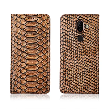 

Python pattern natural genuine leather flip cover card slot holder for Nokia 7 Plus phone bag for Nokia 7 phone case funda capa