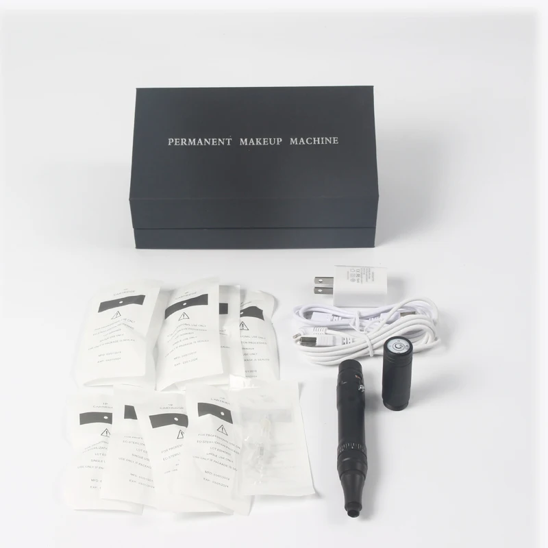 Permanent makeup micropigmentacion wiresless tattoo machine portable pen with needle cartridges for