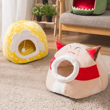 Зимняя теплая палатка для домашних животных, собак, кошек, домик, питомник, зимнее теплое гнездо, мягкий складной коврик для сна, съемный, ручная стирка, машинная стирка