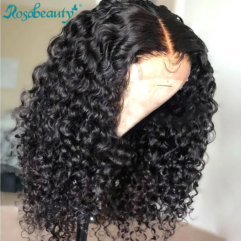 Rosabeauty кудрявый короткий Боб 4x4 13x4 кружевные передние человеческие волосы парики