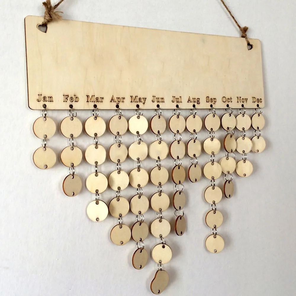 

DIY Wooden Note Message Hanging Board Blank Calendar Log Color Wooden Birthday Reminder Board Family Calendar Decor