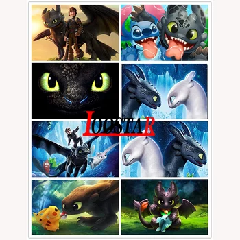 

Dragon Lilo&Stitch Hikap lover Cartoon Full Square drill Embroidery Diamond Painting Cross Stitch Round drill Mosaic Needlework