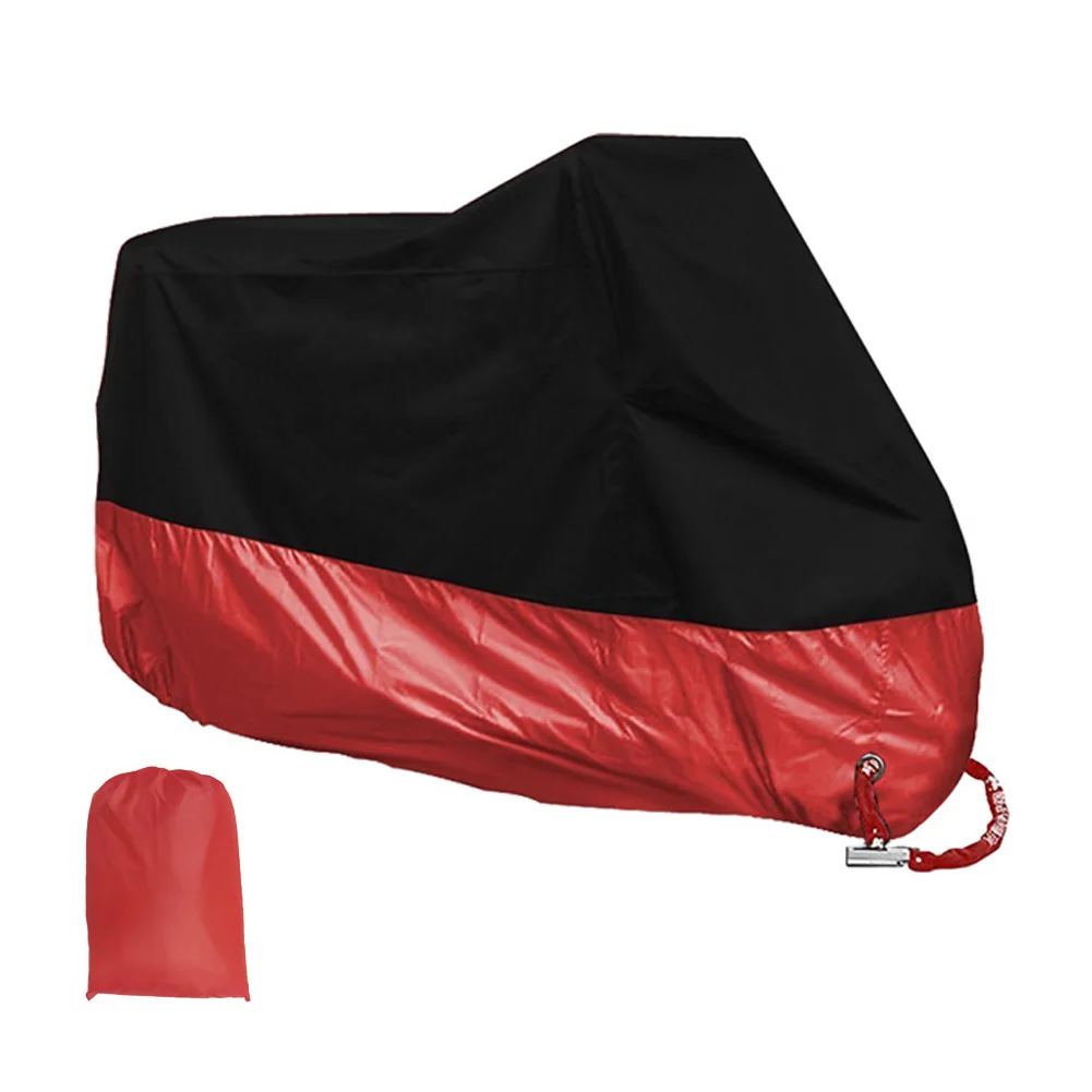 Крышка двигателя водонепроницаемый наружный протектор непромокаемое одеяло для улицы Мотоцикл Дождь Защита от солнца Пыленепроницаемая мото ткань - Цвет: Black and Red