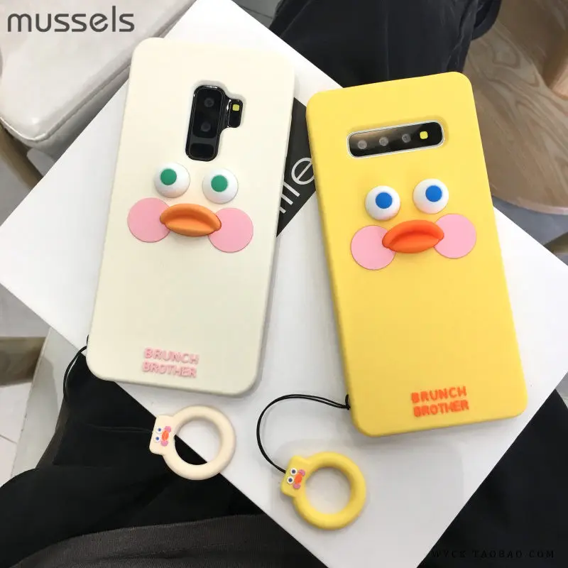 Мидий 3D Румяна утка мягкий чехол для телефона Samsung Galaxy S8 S9 S10 Plus Note 8 9 Забавный