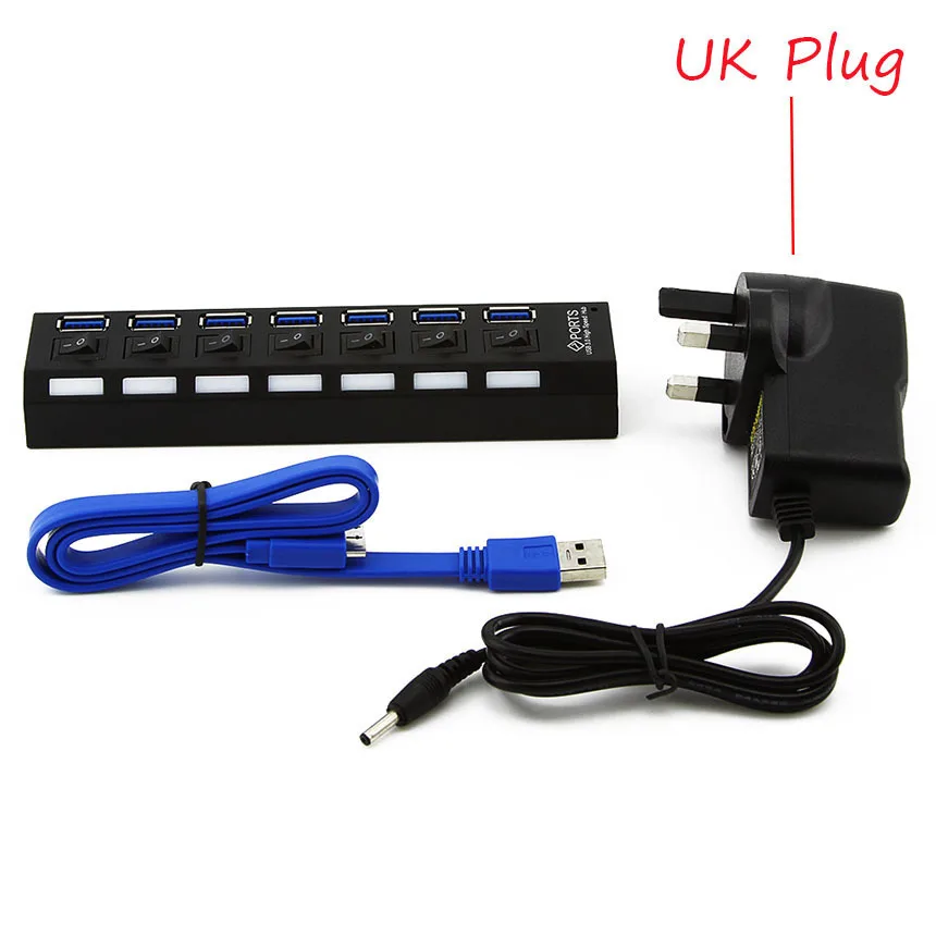 USB Hub With UK Power Adapter 