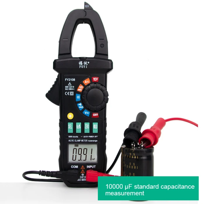 FY2108 цифровой клещи мультиметр Вольтметр Амперметр 600A AC/DC Ом Напряжение Ток тестеры метр ALI88