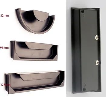 

4Pcs/Lot Zinc Reccesed Mortise Built-in Matte Black Kitchen Drawer Closet Cabinet Hardware Furniture Handle Finger Pull Knob