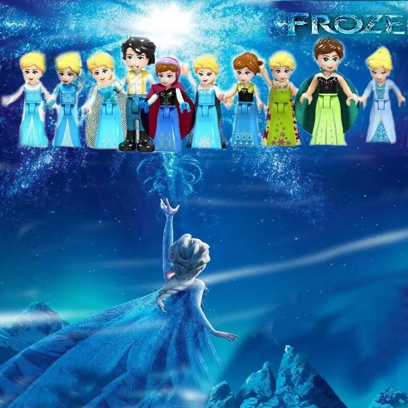 

Princess Series Frozen Mulan F002-009 Beast Alana F010-017 Elsa Bricks Figures Building Blocks For Children Toys Gift F018-025
