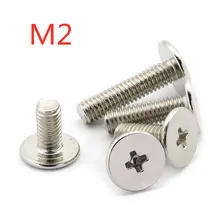 M2 * 1.5/2/2.5/3/3.5/4/5/6/8/10/12 cabeça fina plana phillips máquina parafuso wafer cabeça parafusos aço niquelado
