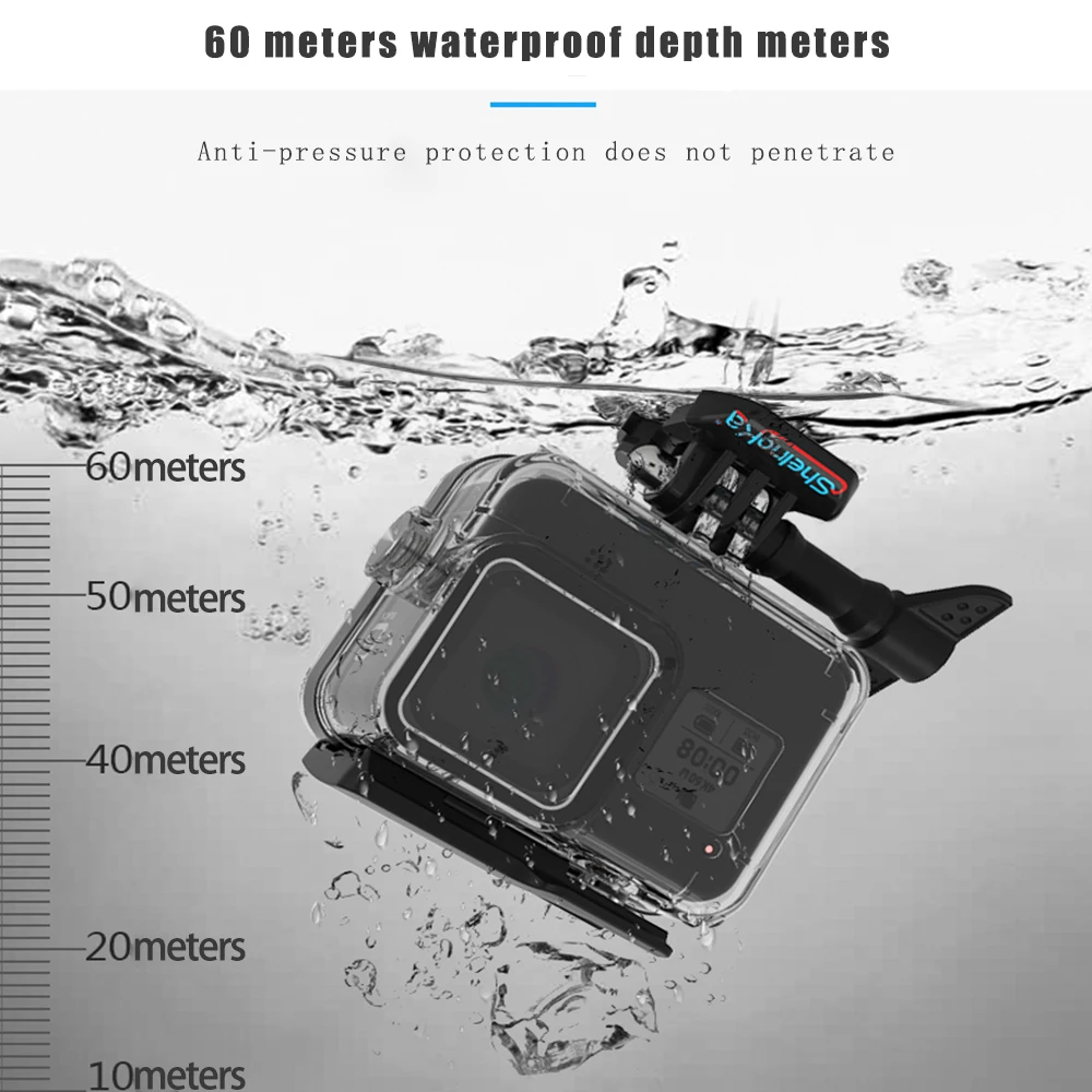 Для Gopro Hero 8 черный 60 м подводный водонепроницаемый чехол для камеры Дайвинг Корпус крепление для GoPro Аксессуар