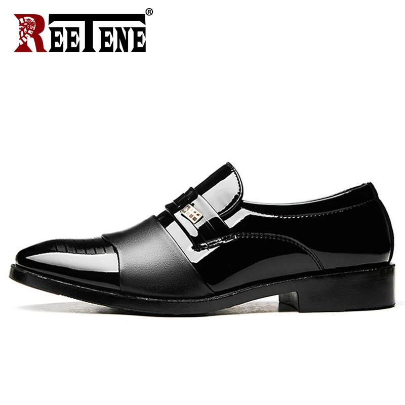 Reetene/модные кожаные мужские деловые модельные туфли; мужские лоферы с острым носком; черные туфли-оксфорды; удобные мужские деловые свадебные туфли