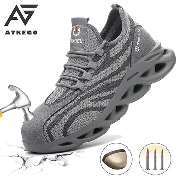 

AtreGo Men Mesh Work Safety Shoes Steel Toe Cap Insulation Breathable Puncture-Proof Anti-slip Protetive Sport Hiking Sneakers