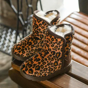 

Children's snow boots 2020 winter new cold-proof leopard print girls boot boy plus velvet baby warm and comfortable cotton shoes