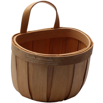 

Handmade Woven Wicker Flower Basket Portable Picnic Fruit Basket Dustproof Storage Basket L