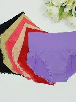 

Women's Seamless Elastic Lace Panties Butt Lifting Waist Controlling High Waist Female Briefs Ladies' Underpants 5 Colors