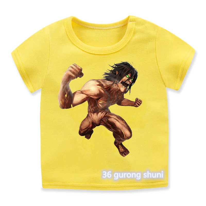

2022 Attack On Titan T Shirt Eren T-Shirt Japan Manga Ninja Cartoon Anime Clothes Little Boy Short Sleeve T-Shirts Tees Top