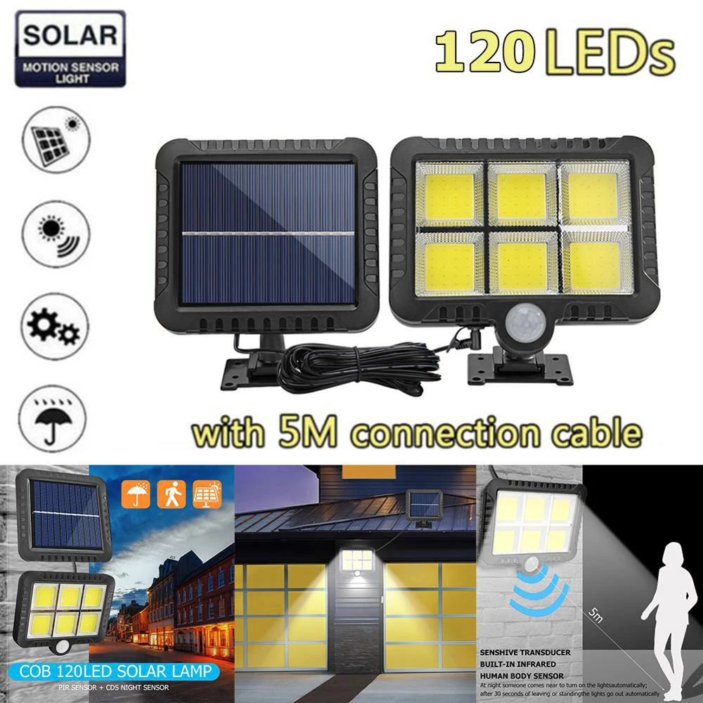 

WAKYME 100/120 LED Solar Light Outdoors Wall Lamp PIR Motion Sensor Garden Light Waterproof Solar Powered Street Lamp