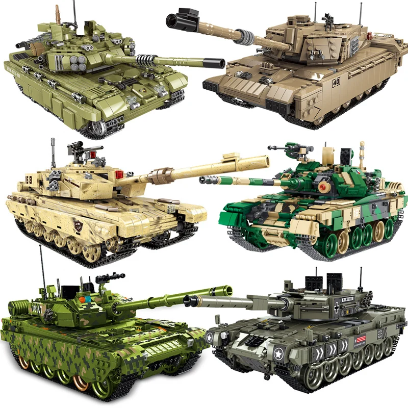 Военная серия WW2 армейский Леопард M60 T-90 главный боевой танк строительные блоки