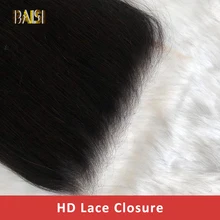 BAISI волосы 4x4 5x5 HD кружево Закрытие предварительно сорванные с детскими волосами бразильские прямые девственные волосы HD прозрачное кружево Закрытие