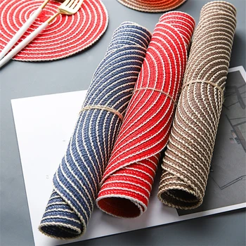 

Table Mat Round Woven Placemats PP Waterproof Dining Non-Slip Napkin Disc Bowl Pads Kitchen Decoration 4 Pcs