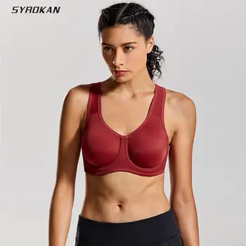 SYROKAN Women s Max Control Solid Plus Size High Impact Underwire Sports