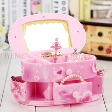 Розовый красивый балет, танцующая кукла, музыкальная шкатулка, органайзер для ювелирных изделий, коробка для макияжа, портативная Музыкальная Коробка для детей, девочек, детский подарок, 10 шт