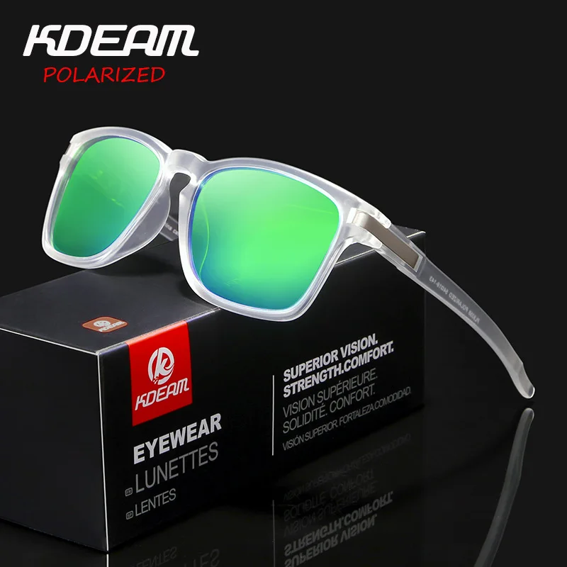 KDEAM летние новые стильные квадратные поляризационные солнцезащитные очки для мужчин в спортивном стиле Модные солнцезащитные очки Сверхлегкая оправа прочные УФ очки RX59
