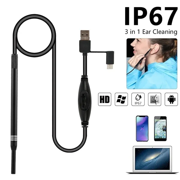 

Otoscope Medical USB Ear Endoscope Camera 5.5mm Child Ear Inspection Camera Screen Earwax Removal Tool for Android PC Smartphone