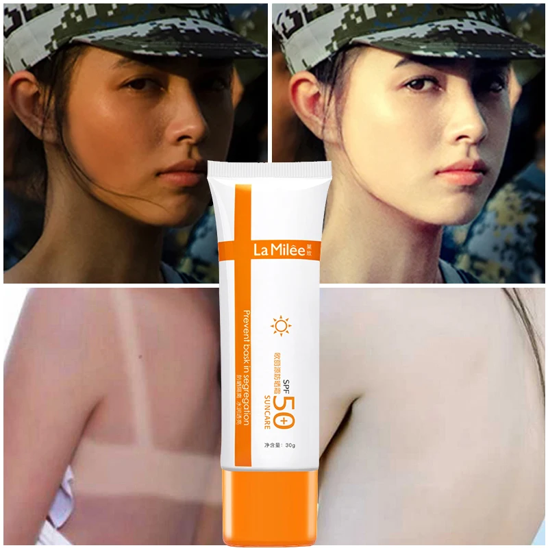 Солнцезащитный крем LAMILEE SPF50 + водостойкая основа для загара отбеливающий