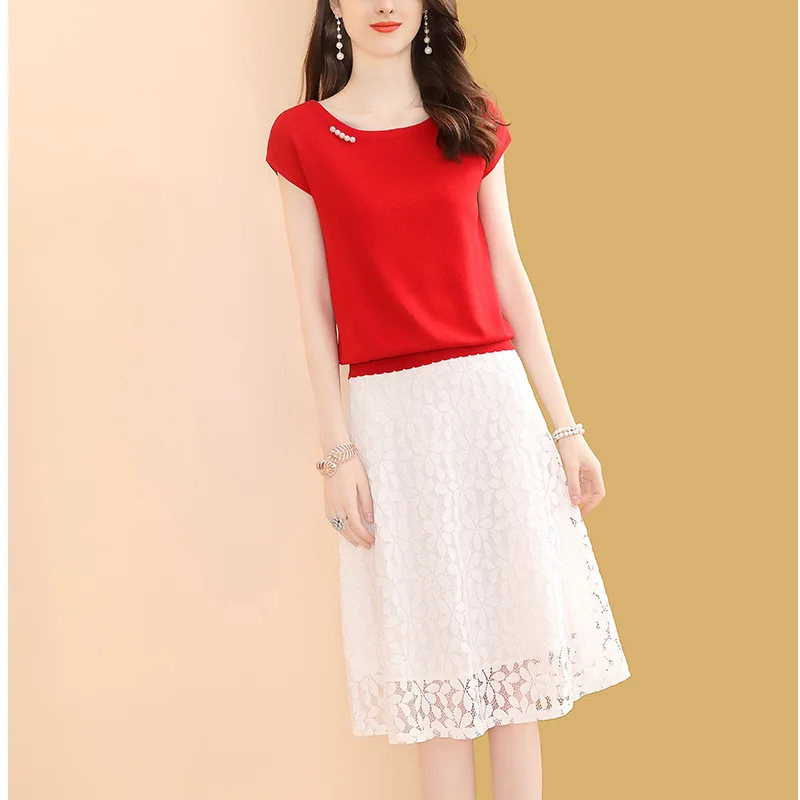 

Fashion Western Style Goddess-Style Dress Outfit Women's Summer New Style Slimming by Age Two-Piece Set Elegant